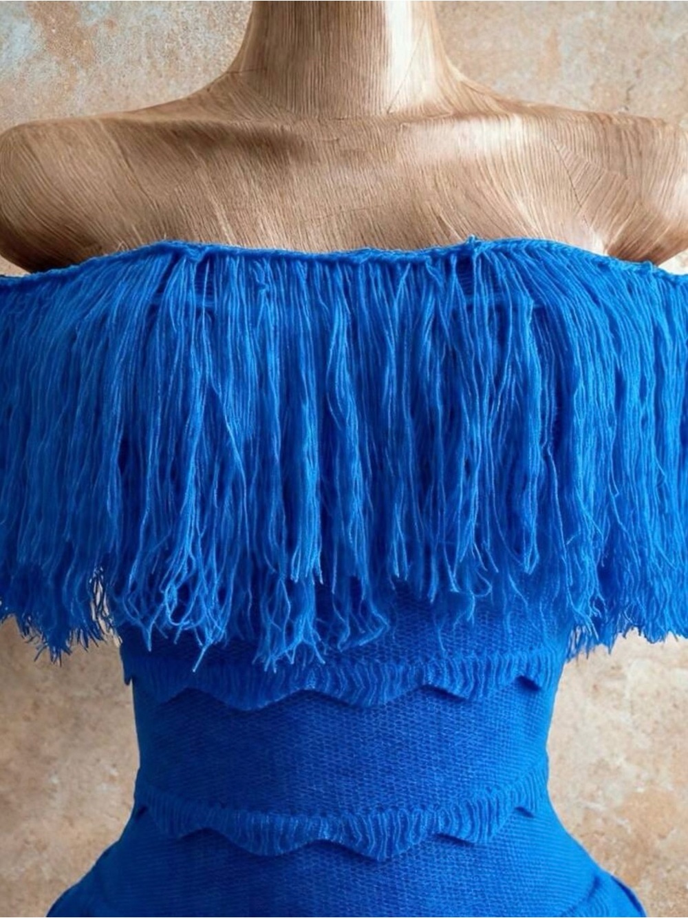 SHEIN Royal Blue One-Shoulder Fringe Bodycon Dress - Picture 5 of 5